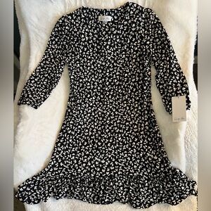 Harper Rose Ruffle Hem Dress Black Ivory Size 4 NWT
